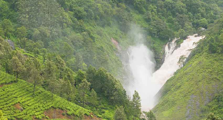 Attukad Waterfalls during rainy season in Munnar