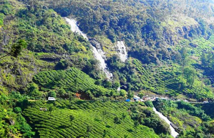 Close-up of cascading Chinnakanal Waterfalls
