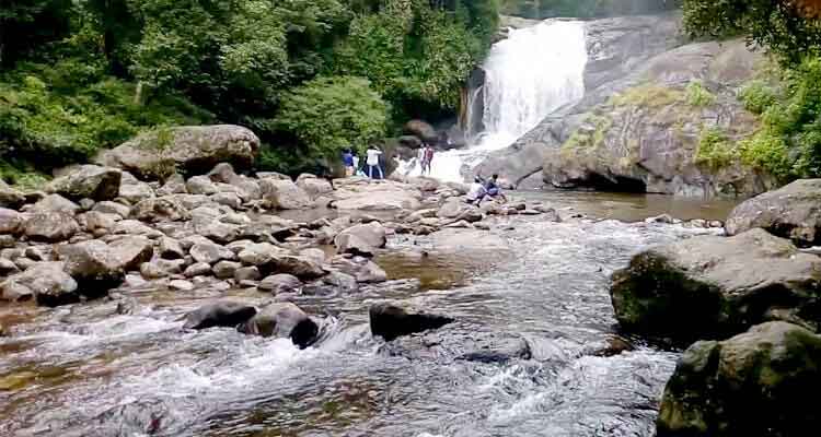 Famous tourist spot Lakkom Waterfalls near Marayoor Kerala