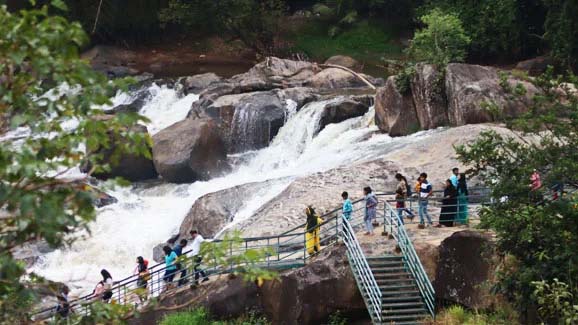 Family picnic at Ripple Waterfall in Munnar Idukki Kerala