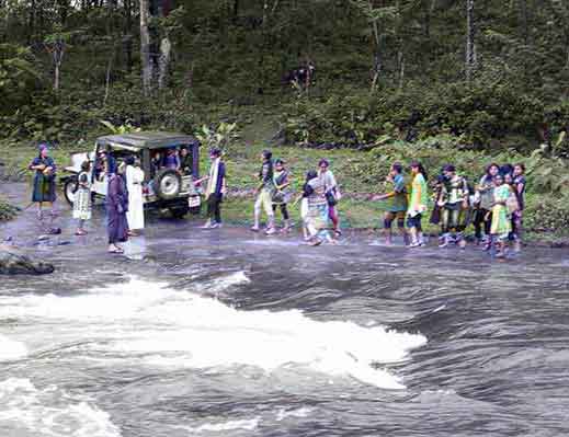 Eco tourism adventure river crossing in Munnar Kerala