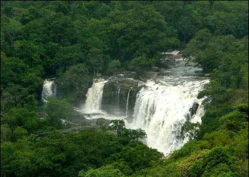 Tourists enjoying view of Thoovanam Waterfalls Kerala