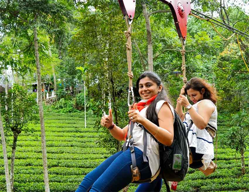 Popular adventure activity zipline in Munnar