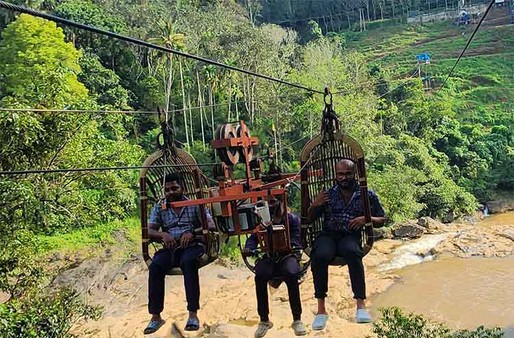 Zipline ride with forest view in Munnar